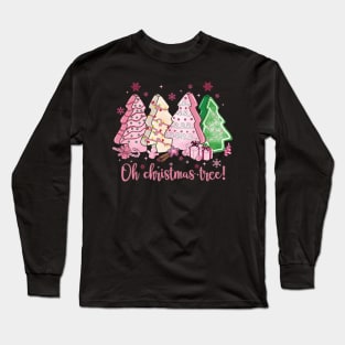 Pink Merry Christmas Cookies vintage Long Sleeve T-Shirt